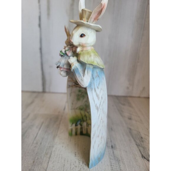 Rabbit mother child sencic picture Easter home decor figure - Picture 3 of 5